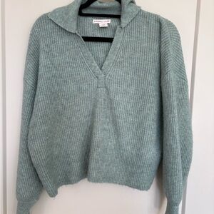 Sincerly Jules Mint Green V-Neck Collared Knit Sweater